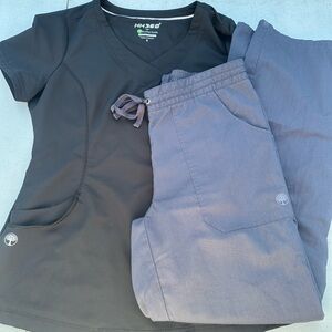 Healing hands black top, grey bottoms